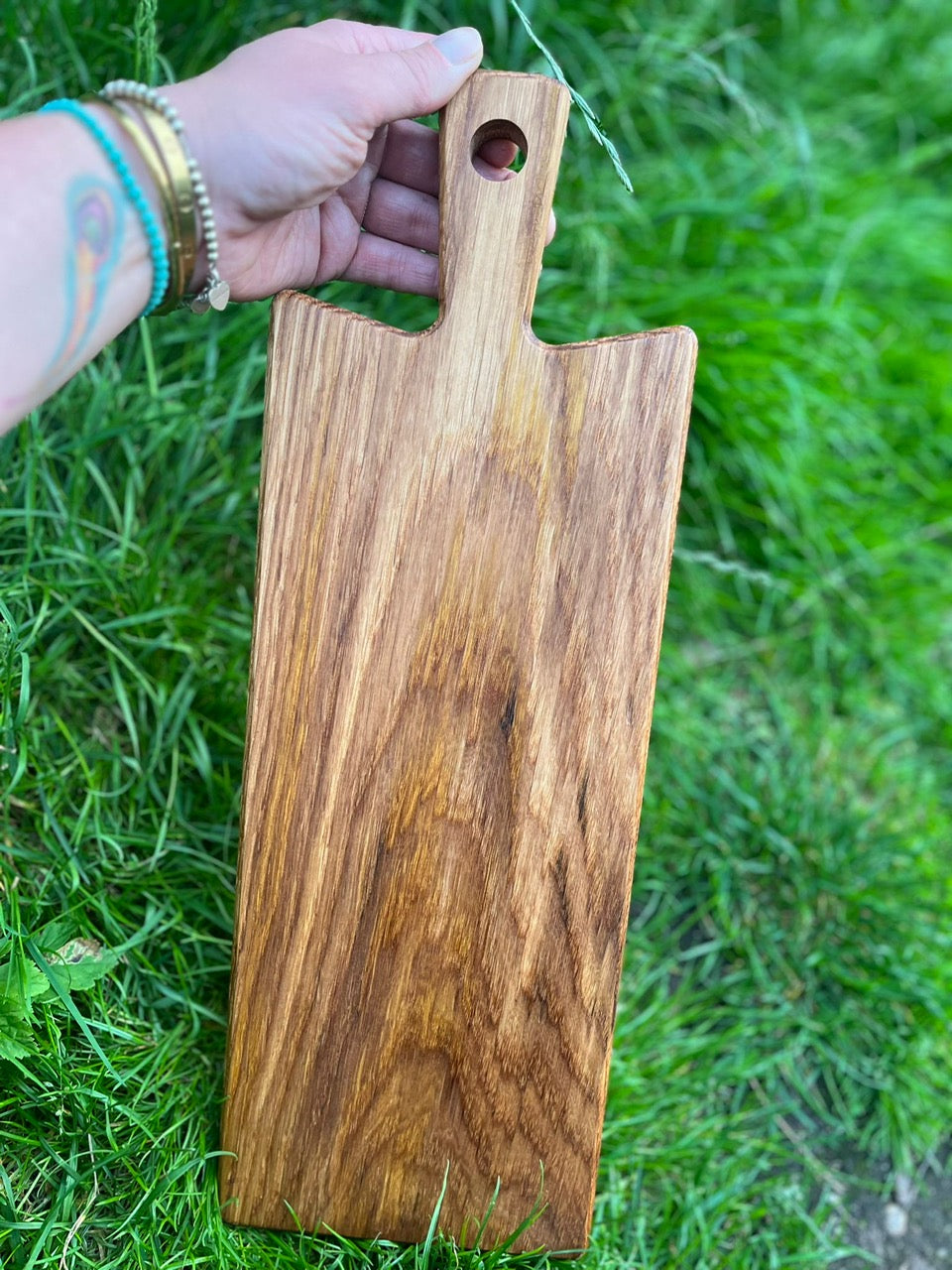 Schneidebrett, Eiche, CNC-gefräst, 45x17x2 cm, geschliffen, geölt