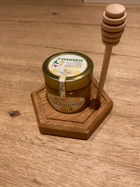 Honig-Servierbrett mit 250 gr Blütenhonig vom Hansenhof Sylt!