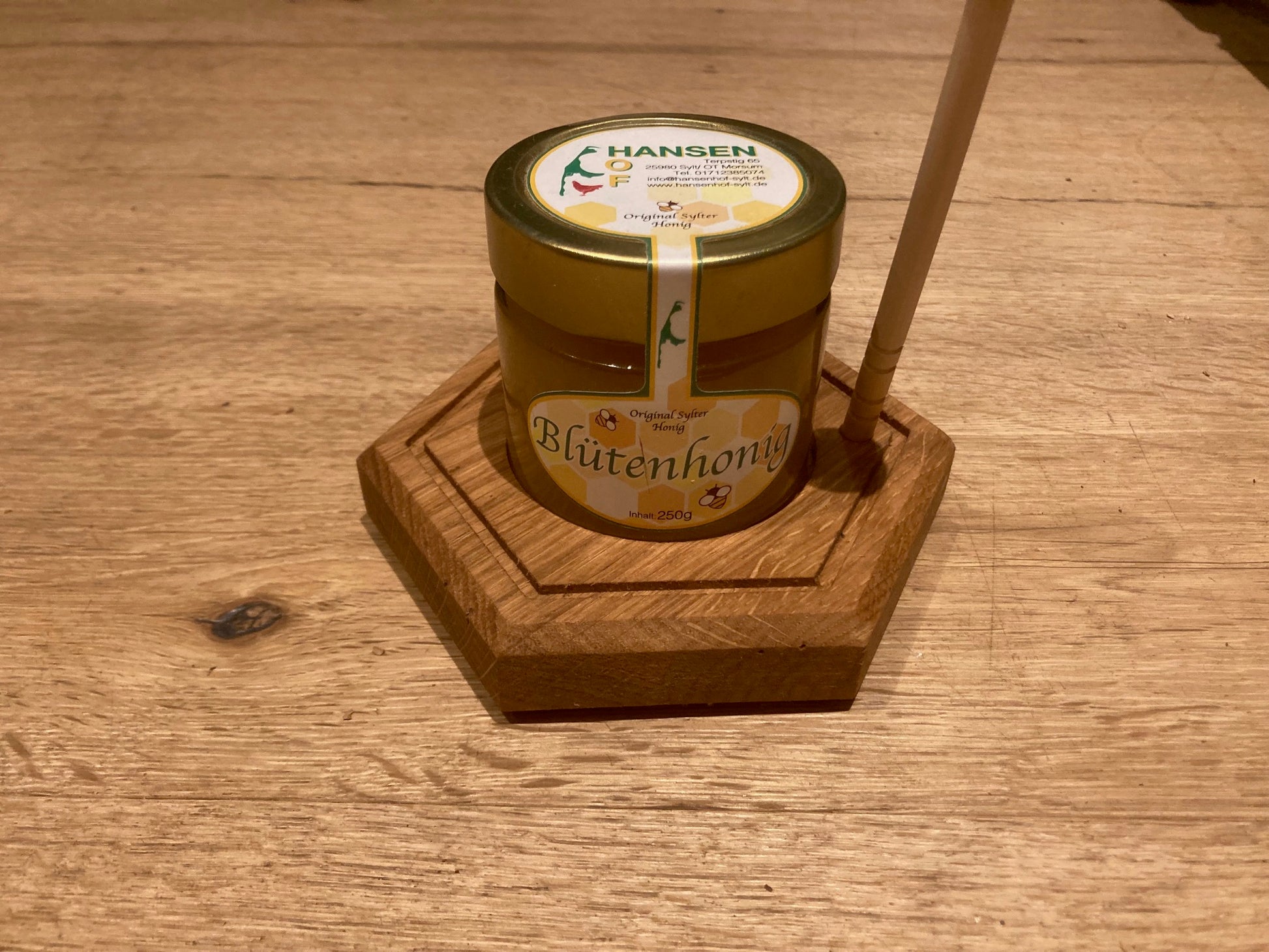 Honig-Servierbrett mit 250 gr Blütenhonig vom Hansenhof Sylt!