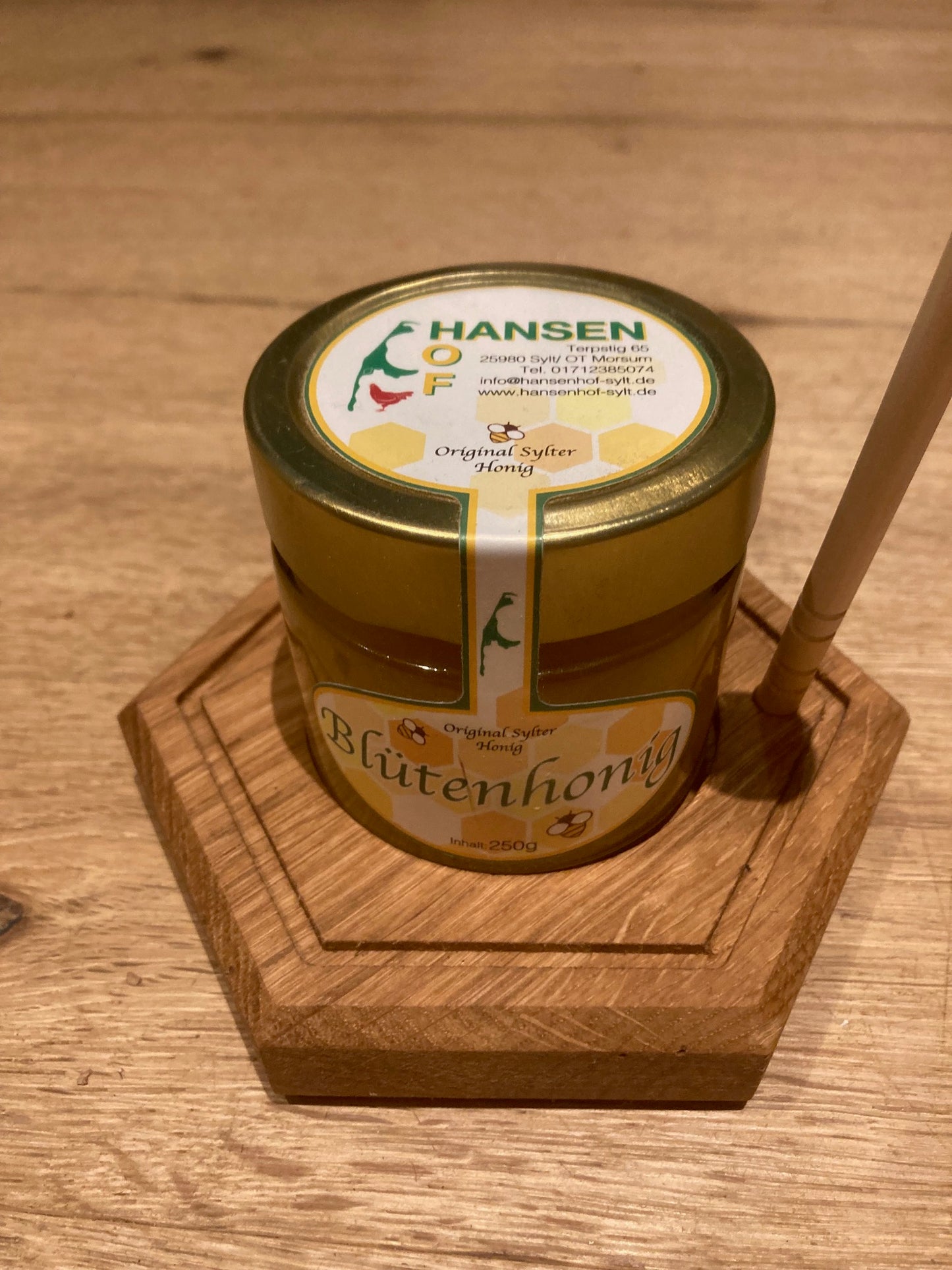 Honig-Servierbrett mit 250 gr Blütenhonig vom Hansenhof Sylt!