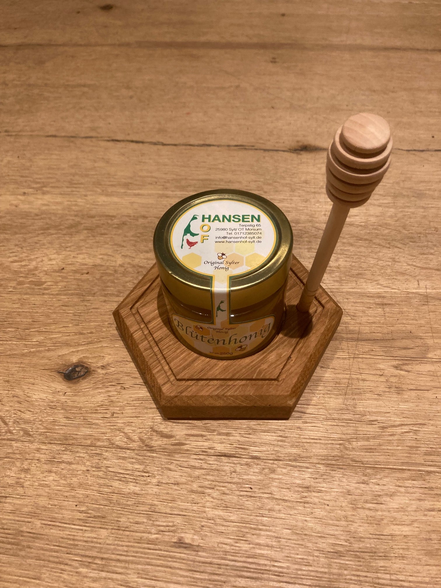 Honig-Servierbrett mit 250 gr Blütenhonig vom Hansenhof Sylt!