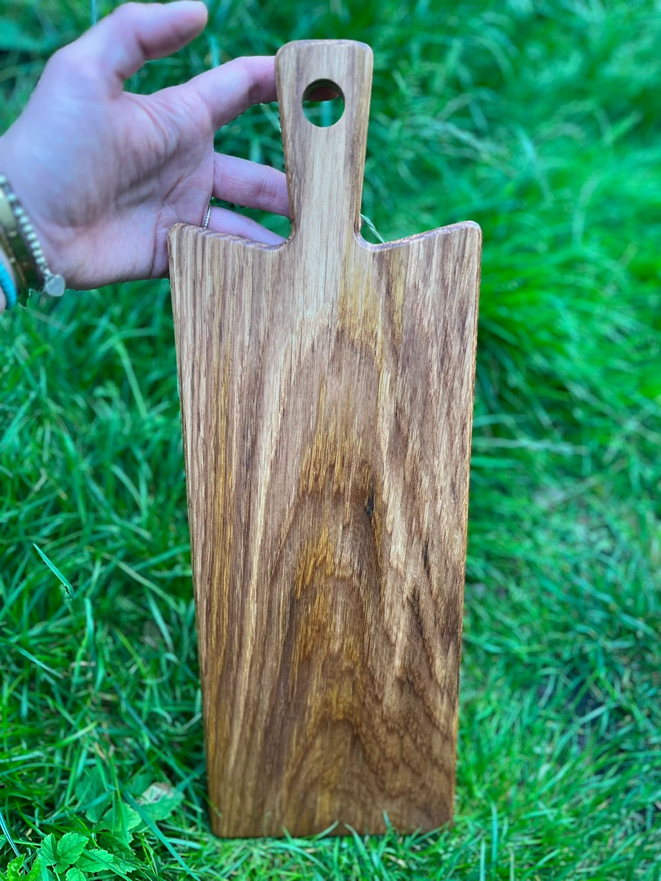 Schneidebrett, Eiche, CNC-gefräst, 45x17x2 cm, geschliffen, geölt