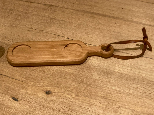 Servierbrett aus Eiche für Marmelade mit Griff und Lederband!